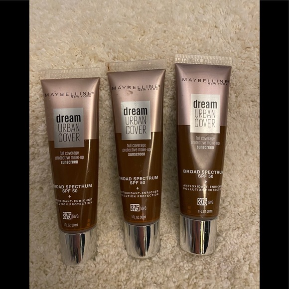 ⚫️- 3 Maybelline Dream Urban Cover 375 JAVA foundation
